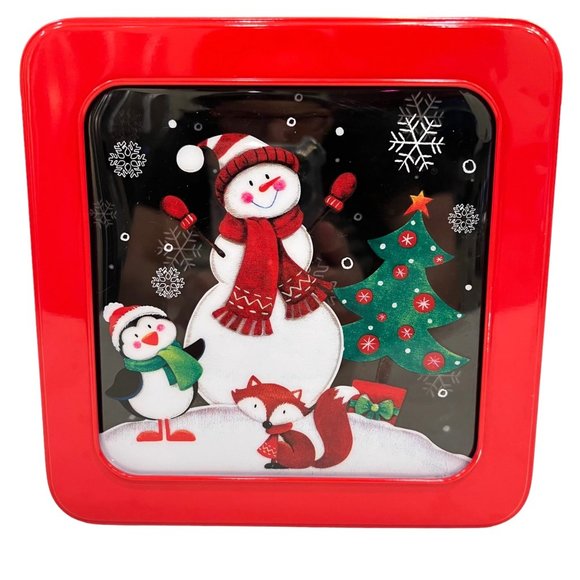 Christmas Candy Cookie Gift Box Lot 3 Tins Santa Reindeer Snowman Fox Penguin Se - Picture 2 of 9